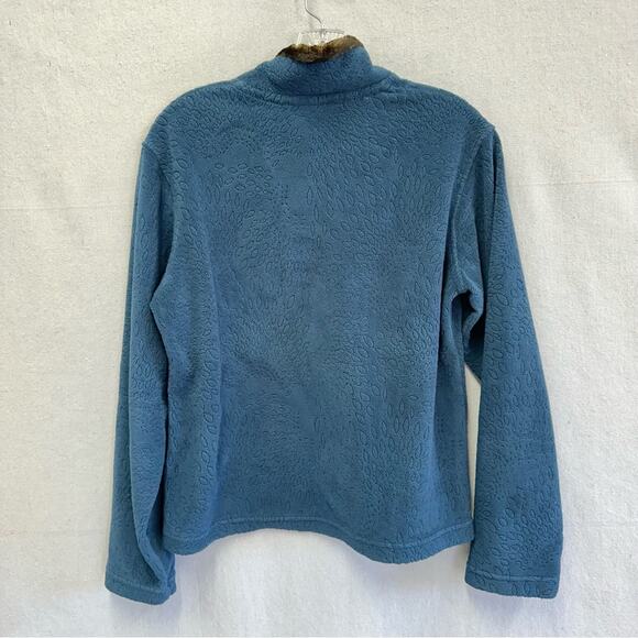 Wooly Bully Wear Colorado blue 1/4 toggle fleece pullover size small faux fur - Picture 14 of 14